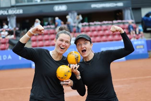 BASTAD, SWEDEN 20250712 Miriam Skoch and Jesika Maleckova Czech Republic, celebrate after winning the final in the women s doubles in the Nordea Open tennis tournament in Bastad, Sweden July 12, 2025 BASTAD SWEDEN x9200x  Copyright: xBjörnxLarssonxRosvall TTx NORDEA OPEN 2025