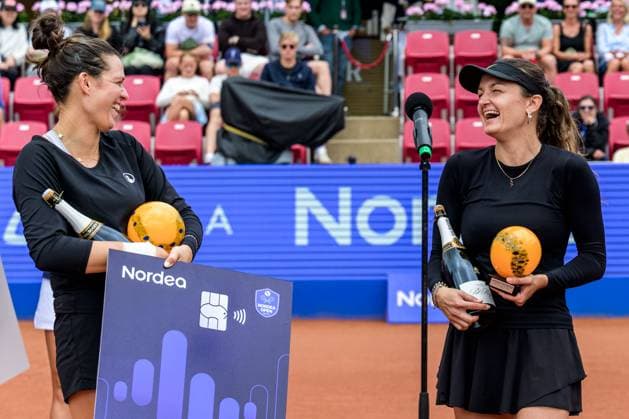250712 Jesika Maleckova of Czech Republic and Miriam Skoch of Czech Republic celebrates after the double final of Nordea Open on July 12, 2025 in Bastad Photo Mathilda Schuler BILDBYRAN kod MA MA0844 tennis wta 125 nordea open dubbelfinal dam bbeng jubel  Copyright: MATHILDAxSCHULER BB250712MA037