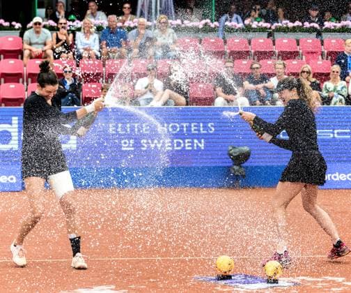 250712 Jesika Maleckova of Czech Republic and Miriam Skoch of Czech Republic celebrate after winning during the double final of Nordea Open on July 12, 2025 in Bastad Photo Mathilda Schuler BILDBYRAN kod MA MA0844 tennis wta 125 nordea open dubbelfinal dam bbeng jubel  Copyright: MATHILDAxSCHULER BB250712MA042