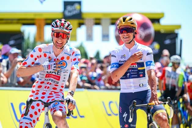 Tour de France 2025 Stage 8 LAVAL ESPACE MAYENNE, FRANCE - JULY 12 : Wellens Tim (BEL) of UAE Team Emirates - XRG and Evenepoel Remco (BEL) of Soudal - Quick Step at the start line during stage 8 of the 112th edition of Tour de France an UCI World Tour 2.UWT cycling road race stage for Men Elite of 174 km with start in Saint-Meen-le-Grand and finish in Laval Espace Mayenne on July 12, 2025 in Laval Espace Mayenne, France, 12 07 2025 ( Motordriver Kenny Verfaillie - Laval Espace Mayenne France  Copyright: xVincentxKalutx