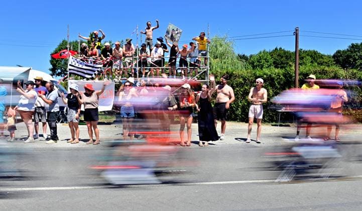 stage eight of the 2025 Tour de France cycling, from Saint-Meen-le-Grand to Laval Espace Mayenne (174 km), on Saturday 12 July 2025 in France. The 112th edition of the Tour de France starts on Saturday 5 July in Lille, France, and will finish in Paris, France on the 27th of July. POOLxxPOOLxPETExGODING  x128965848x