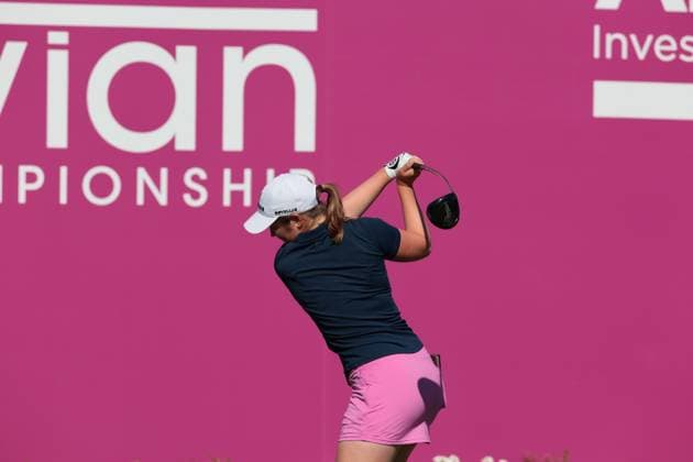 EVIAN-LES-BAINS, FRANCE - 12.07.2025: Lottie Woad (ENG) of The Amundi Evian Championship at the Evian Resort Golf Club on July 12, 2025 in Evian-les-Bains, France.