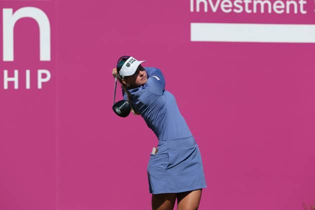 EVIAN-LES-BAINS, FRANCE - 12.07.2025: Emily Kristine Pedersen (DEN) of The Amundi Evian Championship at the Evian Resort Golf Club on July 12, 2025 in Evian-les-Bains, France.