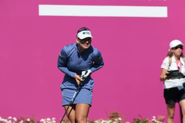 EVIAN-LES-BAINS, FRANCE - 12.07.2025: Emily Kristine Pedersen (DEN) of The Amundi Evian Championship at the Evian Resort Golf Club on July 12, 2025 in Evian-les-Bains, France.