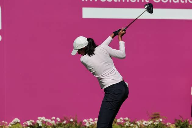 EVIAN-LES-BAINS, FRANCE - 12.07.2025: Aditi Ashok (IND) of The Amundi Evian Championship at the Evian Resort Golf Club on July 12, 2025 in Evian-les-Bains, France.