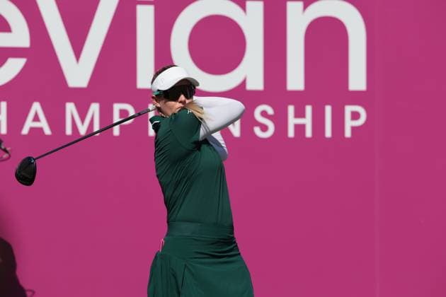 EVIAN-LES-BAINS, FRANCE - 12.07.2025: Casandra Alexander (RSA) of The Amundi Evian Championship at the Evian Resort Golf Club on July 12, 2025 in Evian-les-Bains, France.