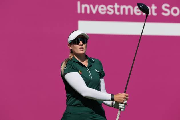 EVIAN-LES-BAINS, FRANCE - 12.07.2025: Casandra Alexander (RSA) of The Amundi Evian Championship at the Evian Resort Golf Club on July 12, 2025 in Evian-les-Bains, France.