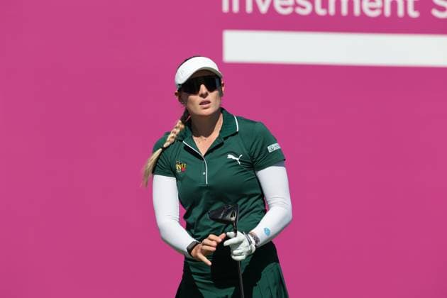 EVIAN-LES-BAINS, FRANCE - 12.07.2025: Casandra Alexander (RSA) of The Amundi Evian Championship at the Evian Resort Golf Club on July 12, 2025 in Evian-les-Bains, France.