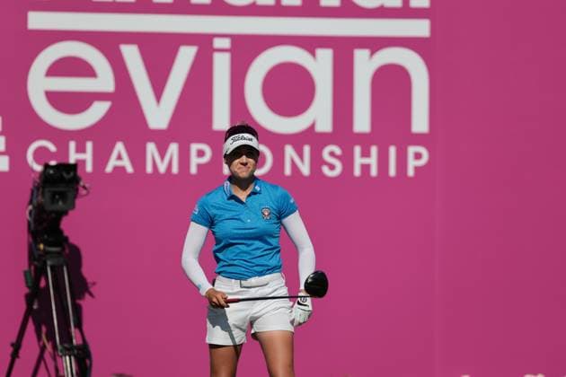 EVIAN-LES-BAINS, FRANCE - 12.07.2025: Nastasia Nadaud (FRA) of The Amundi Evian Championship at the Evian Resort Golf Club on July 12, 2025 in Evian-les-Bains, France.