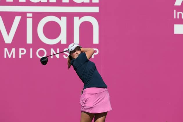 EVIAN-LES-BAINS, FRANCE - 12.07.2025: Lottie Woad (ENG) of The Amundi Evian Championship at the Evian Resort Golf Club on July 12, 2025 in Evian-les-Bains, France.