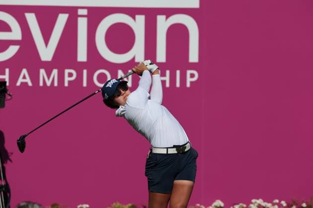EVIAN-LES-BAINS, FRANCE - 12.07.2025: Auston Kim (USA) of The Amundi Evian Championship at the Evian Resort Golf Club on July 12, 2025 in Evian-les-Bains, France.