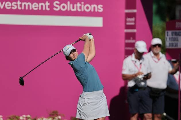 EVIAN-LES-BAINS, FRANCE - 12.07.2025: Lindy Duncan (USA) of The Amundi Evian Championship at the Evian Resort Golf Club on July 12, 2025 in Evian-les-Bains, France.
