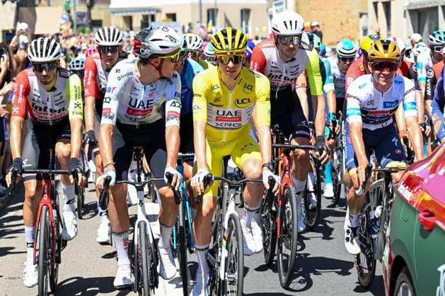 Tour de France 2025 Stage 8 LAVAL ESPACE MAYENNE, FRANCE - JULY 12 : Pogacar Tadej (SLO) of UAE Team Emirates - XRG during stage 8 of the 112th edition of Tour de France an UCI World Tour 2.UWT cycling road race stage for Men Elite of 174 km with start in Saint-Meen-le-Grand and finish in Laval Espace Mayenne on July 12, 2025 in Laval Espace Mayenne, France, 12 07 2025 ( Motordriver Kenny Verfaillie - Laval Espace Mayenne France  Copyright: xPetexGodingx