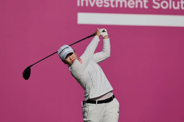 EVIAN-LES-BAINS, FRANCE - 12.07.2025: Mao Saigo (JPN) of The Amundi Evian Championship at the Evian Resort Golf Club on July 12, 2025 in Evian-les-Bains, France.
