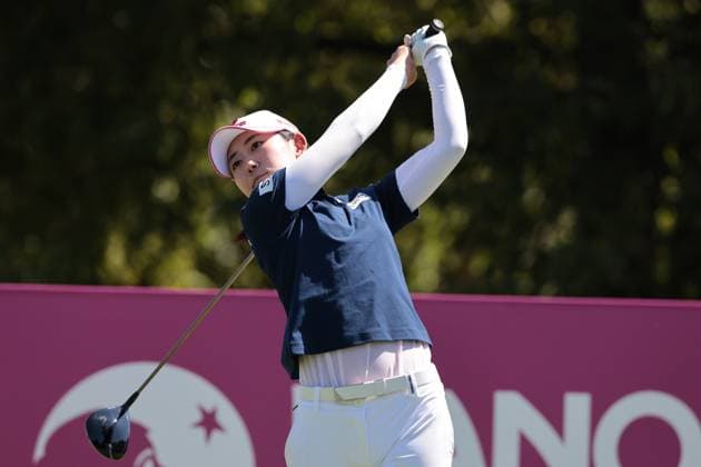 EVIAN-LES-BAINS, FRANCE - 12.07.2025: Youmin Hwang (KOR) of The Amundi Evian Championship at the Evian Resort Golf Club on July 12, 2025 in Evian-les-Bains, France.