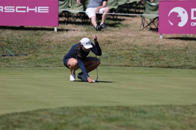 EVIAN-LES-BAINS, FRANCE - 12.07.2025: Allisen Corpuz (USA) of The Amundi Evian Championship at the Evian Resort Golf Club on July 12, 2025 in Evian-les-Bains, France.
