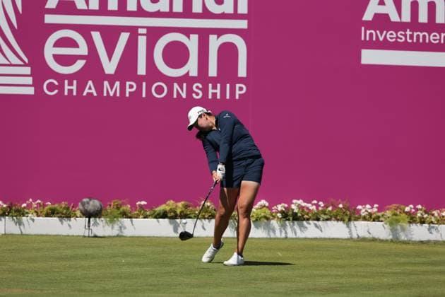EVIAN-LES-BAINS, FRANCE - 12.07.2025: Allisen Corpuz (USA) of The Amundi Evian Championship at the Evian Resort Golf Club on July 12, 2025 in Evian-les-Bains, France.