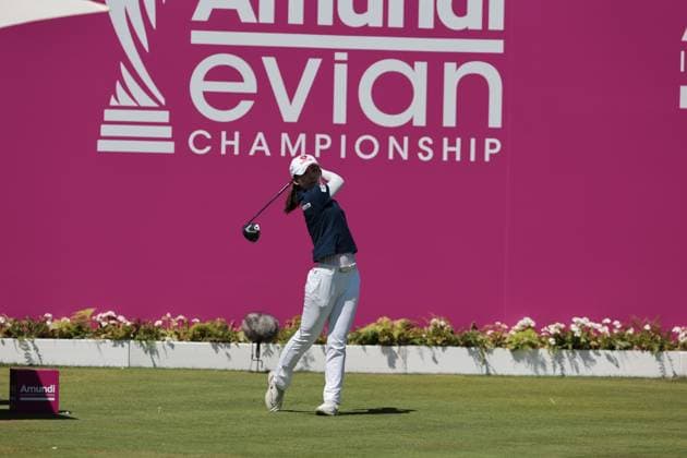 EVIAN-LES-BAINS, FRANCE - 12.07.2025: Youmin Hwang (KOR) of The Amundi Evian Championship at the Evian Resort Golf Club on July 12, 2025 in Evian-les-Bains, France.