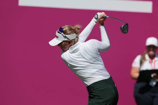 EVIAN-LES-BAINS, FRANCE - 12.07.2025: Nanna Koerstz Madsen (DEN) of The Amundi Evian Championship at the Evian Resort Golf Club on July 12, 2025 in Evian-les-Bains, France.