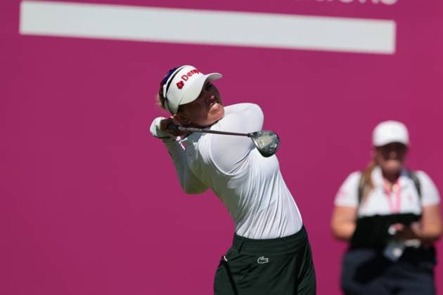 EVIAN-LES-BAINS, FRANCE - 12.07.2025: Nanna Koerstz Madsen (DEN) of The Amundi Evian Championship at the Evian Resort Golf Club on July 12, 2025 in Evian-les-Bains, France.