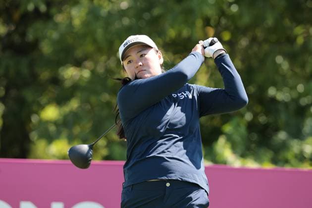 EVIAN-LES-BAINS, FRANCE - 12.07.2025: Allisen Corpuz (USA) of The Amundi Evian Championship at the Evian Resort Golf Club on July 12, 2025 in Evian-les-Bains, France.