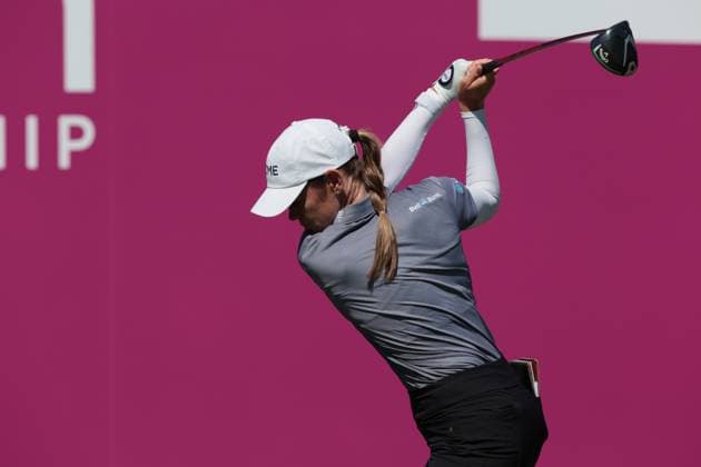 EVIAN-LES-BAINS, FRANCE - 12.07.2025: Sarah Schmelzel (USA) of The Amundi Evian Championship at the Evian Resort Golf Club on July 12, 2025 in Evian-les-Bains, France.
