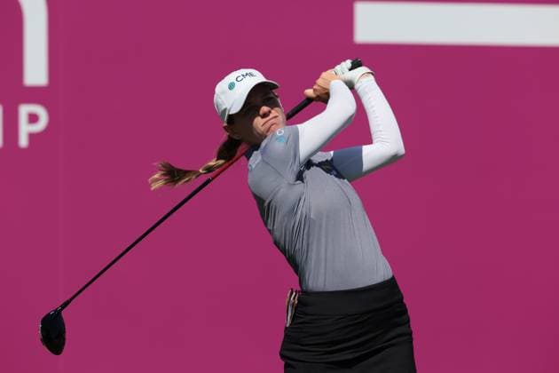 EVIAN-LES-BAINS, FRANCE - 12.07.2025: Sarah Schmelzel (USA) of The Amundi Evian Championship at the Evian Resort Golf Club on July 12, 2025 in Evian-les-Bains, France.