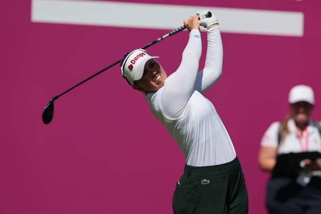 EVIAN-LES-BAINS, FRANCE - 12.07.2025: Nanna Koerstz Madsen (DEN) of The Amundi Evian Championship at the Evian Resort Golf Club on July 12, 2025 in Evian-les-Bains, France.