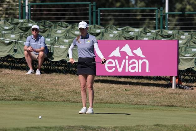EVIAN-LES-BAINS, FRANCE - 12.07.2025: Sarah Schmelzel (USA) of The Amundi Evian Championship at the Evian Resort Golf Club on July 12, 2025 in Evian-les-Bains, France.