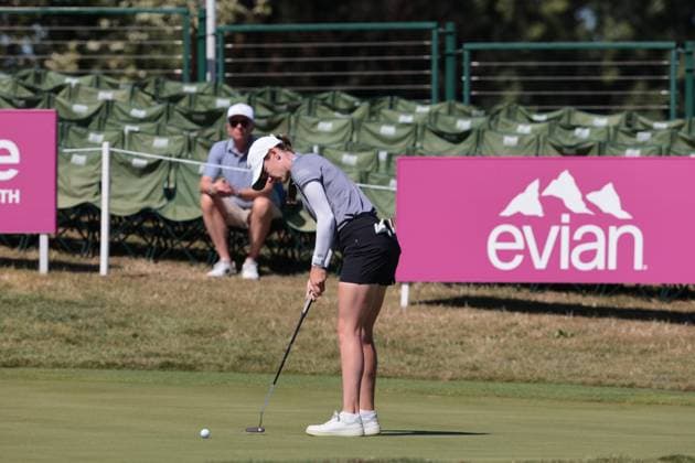 EVIAN-LES-BAINS, FRANCE - 12.07.2025: Sarah Schmelzel (USA) of The Amundi Evian Championship at the Evian Resort Golf Club on July 12, 2025 in Evian-les-Bains, France.