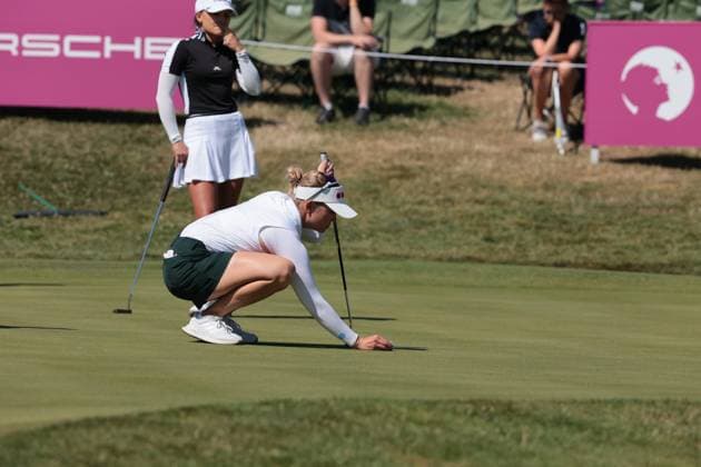 EVIAN-LES-BAINS, FRANCE - 12.07.2025: Nanna Koerstz Madsen (DEN) of The Amundi Evian Championship at the Evian Resort Golf Club on July 12, 2025 in Evian-les-Bains, France.