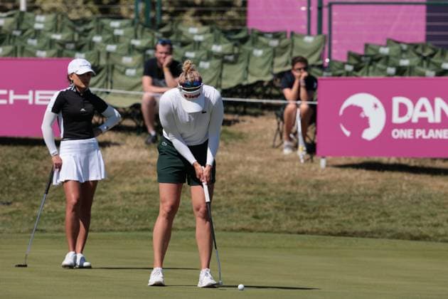 EVIAN-LES-BAINS, FRANCE - 12.07.2025: Nanna Koerstz Madsen (DEN) of The Amundi Evian Championship at the Evian Resort Golf Club on July 12, 2025 in Evian-les-Bains, France.