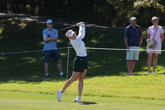 EVIAN-LES-BAINS, FRANCE - 12.07.2025: Nanna Koerstz Madsen (DEN) of The Amundi Evian Championship at the Evian Resort Golf Club on July 12, 2025 in Evian-les-Bains, France.