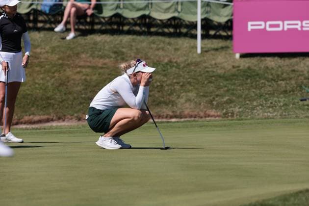 EVIAN-LES-BAINS, FRANCE - 12.07.2025: Nanna Koerstz Madsen (DEN) of The Amundi Evian Championship at the Evian Resort Golf Club on July 12, 2025 in Evian-les-Bains, France.