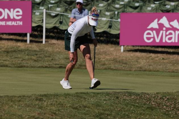 EVIAN-LES-BAINS, FRANCE - 12.07.2025: Nanna Koerstz Madsen (DEN) of The Amundi Evian Championship at the Evian Resort Golf Club on July 12, 2025 in Evian-les-Bains, France.