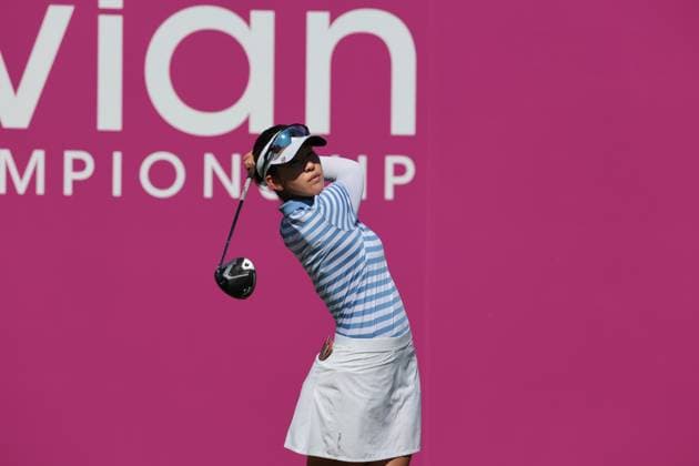 EVIAN-LES-BAINS, FRANCE - 12.07.2025: Andrea Lee (USA) of The Amundi Evian Championship at the Evian Resort Golf Club on July 12, 2025 in Evian-les-Bains, France.