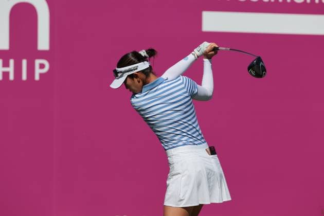 EVIAN-LES-BAINS, FRANCE - 12.07.2025: Andrea Lee (USA) of The Amundi Evian Championship at the Evian Resort Golf Club on July 12, 2025 in Evian-les-Bains, France.