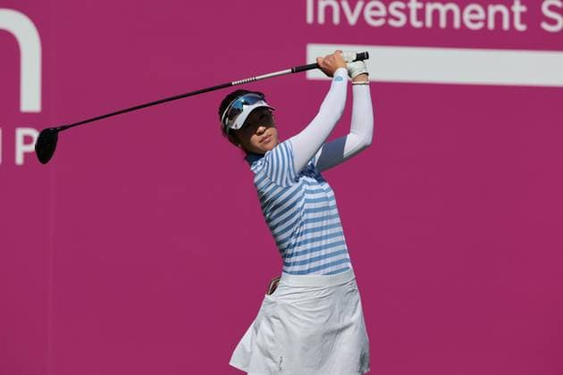 EVIAN-LES-BAINS, FRANCE - 12.07.2025: Andrea Lee (USA) of The Amundi Evian Championship at the Evian Resort Golf Club on July 12, 2025 in Evian-les-Bains, France.