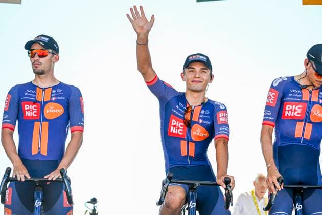 Tour de France 2025 Stage 8 LAVAL ESPACE MAYENNE, FRANCE - JULY 12 : Bittner Pavel (CZE) of Team Picnic PostNL on stage before the start of the race during stage 8 of the 112th edition of Tour de France an UCI World Tour 2.UWT cycling road race stage for Men Elite of 174 km with start in Saint-Meen-le-Grand and finish in Laval Espace Mayenne on July 12, 2025 in Laval Espace Mayenne, France, 12 07 2025 ( Motordriver Kenny Verfaillie - Laval Espace Mayenne France  Copyright: xJanxDexMeuleneirx