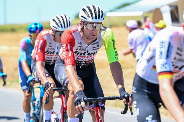 Tour de France 2025 Stage 8 LAVAL ESPACE MAYENNE, FRANCE - JULY 12 : Rider of Intermarche - Wanty in action during stage 8 of the 112th edition of Tour de France an UCI World Tour 2.UWT cycling road race stage for Men Elite of 174 km with start in Saint-Meen-le-Grand and finish in Laval Espace Mayenne on July 12, 2025 in Laval Espace Mayenne, France, 12 07 2025 ( Motordriver Kenny Verfaillie - Laval Espace Mayenne France  Copyright: xPetexGodingx