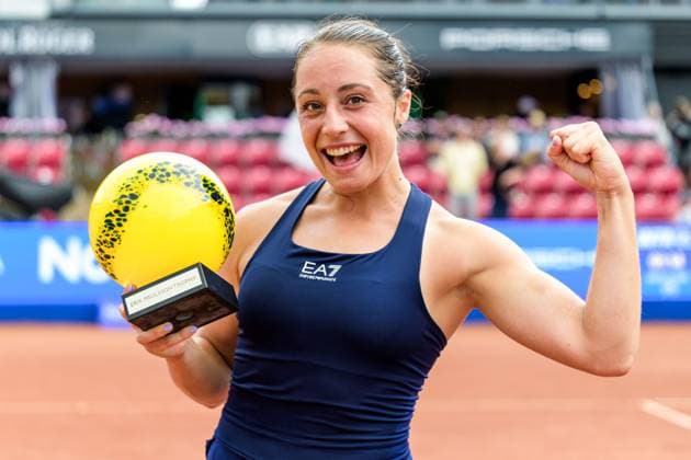 250712 Elisabetta Cocciaretto of Italy celebrates after the singles final of Nordea Open on July 12, 2025 in Bastad Photo Mathilda Schuler BILDBYRAN kod MA MA0844 tennis wta 125 nordea open singles final dam bbeng jubel  Copyright: MATHILDAxSCHULER BB250712MA070