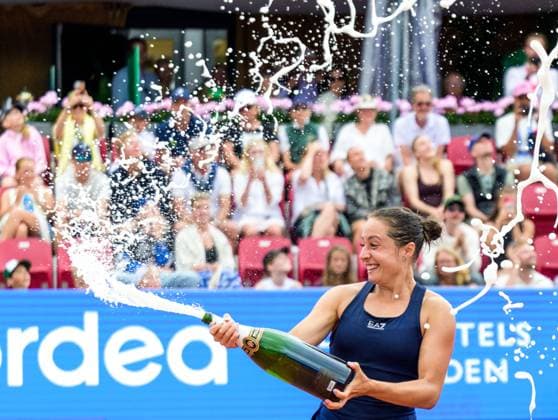 250712 Elisabetta Cocciaretto of Italy celebrates after the singles final of Nordea Open on July 12, 2025 in Bastad Photo Mathilda Schuler BILDBYRAN kod MA MA0844 tennis wta 125 nordea open singles final dam bbeng jubel  Copyright: MATHILDAxSCHULER BB250712MA072