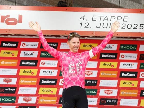 CYCLING - Tour of Austria 2025 KUEHTAI,AUSTRIA,12.JUL.25 - CYCLING - Tour of Austria, stage 3, Innsbruck - Kuehtai. Image shows Rui Costa (POR EF Education - Easypost). keywords: award ceremony.  GEPAxpictures xMichaelxKristen