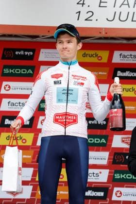 CYCLING - Tour of Austria 2025 KUEHTAI,AUSTRIA,12.JUL.25 - CYCLING - Tour of Austria, stage 3, Innsbruck - Kuehtai. Image shows the rejoicing of Nicolas Vinokurov (KAZ XDS ASTANA Team). keywords: award ceremony.  GEPAxpictures xMichaelxKristen