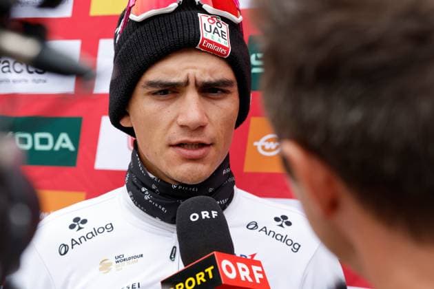 CYCLING - Tour of Austria 2025 KUEHTAI,AUSTRIA,12.JUL.25 - CYCLING - Tour of Austria, stage 3, Innsbruck - Kuehtai. Image shows Isaac del Toro (MEX UAE TEAM EMIRATES XRG) during an ORF interview.  GEPAxpictures xMichaelxKristen