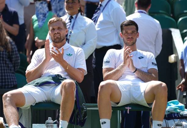 Tennis - 2025 Wimbledon Championships - Mens Doubles Final - Winky Hijikata and David Pel v Julian Cash and Lloyd Glasspool All England Lawn Tennis & Croquet Club - Saturday 12th July 2025 Julian Cash and Lloyd Glasspool 