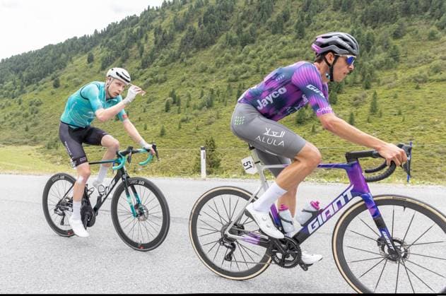 CYCLING - Tour of Austria 2025 KUEHTAI,AUSTRIA,12.JUL.25 - CYCLING - Tour of Austria, stage 3, Innsbruck - Kuehtai. Image shows Jonas Fabian Messerschmidt (GER Run & Race - Wibatech) and Patrick Gamper (AUT Team Jayco AlUla ).  GEPAxpictures xMichaelxKristen