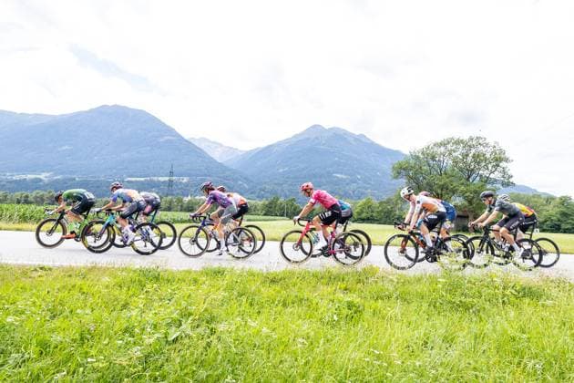 12 07 2025, Kühtai, AUT, Tour of Austria 2025, Stage 4 from Innsbruck to Kühtai 117.1 km , pictured Jaka Primožic SLO, Hrinkov Advarics , Baptiste Huyet FRA, UNIBET TIETEMA ROCKETS , Michael Gogl AUT, ALPECIN DECEUNINCK , Paul Double GBR, TEAM JAYCO ALULA , Salvatore Puccio ITA, INEOS GRENADIERS , Rui Costa POR, EF EDUCATION EASYPOST , Anton H Stensby NOR, TEAM COOP REPSOL , Mattie Dodd GBR, TIROL KTM CYCLING TEAM , Erik Fetter HUN, TEAM UNITED SHIPPING bei Pettnau Jaka Primožic SLO, Hrinkow Advarics , Baptiste Huyet FRA, UNIBET TIETEMA ROCKETS , Michael Gogl AUT, ALPECIN DECEUNINCK , Paul Double GBR, TEAM JAYCO ALULA , Salvatore Puccio ITA, INEOS GRENADIERS , Rui Costa POR, EF EDUCATION EASYPOST , Anton H Stensby NOR, TEAM COOP REPSOL , Mattie Dodd GBR, TIROL KTM CYCLING TEAM , Erik Fetter HUN, TEAM UNITED SHIPPING bei Pettnau during the stage 4 from Innsbruck to Kühtai 117,1 km of the Tour of Austria Kühtai, Austria on 2025 07 12 Expa Kühtai  EP_gro