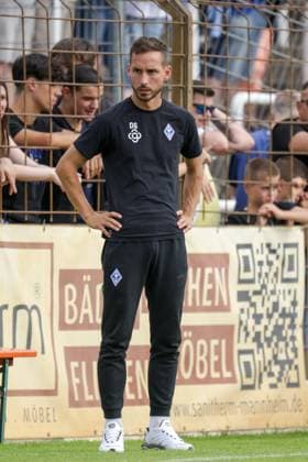 12 07 2025, xhettx, Fussball , VFR Mannheim SV Waldhof Mannheim v l Dominik Glawogger SV Waldhof Mannheim, Trainer DFL DFB REGULATIONS PROHIBIT ANY USE OF PHOTOGRAPHS as IMAGE SEQUENCES and or QUASI VIDEO