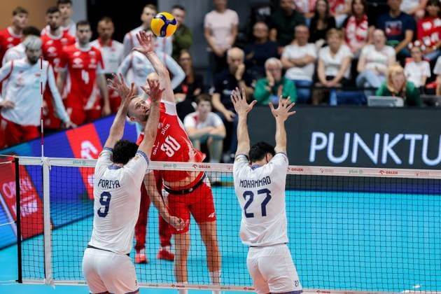 OLSZTYN 12.07.2025 SIATKOWKA MIEDZYNARODOWY MECZ TOWARZYSKI POLSKA - IRAN - - - FRIENDLY INTERNATIONAL VOLLEYBALL MATCH: POLAND - IRAN NZ PORIYA HOSSEIN KHANZADEH FIROUZJAH BARTLOMIEJ BOLADZ MOHAMMAD VALIZADEH FOT. MACIEJ GILEWSKI 400mm.pl NEWSPIX.PL --- newspix.pl 